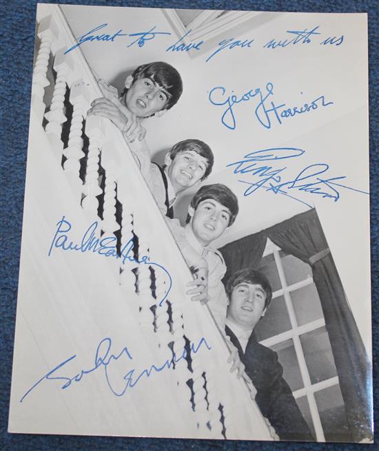 Beatles memorabilia including George Harrison signature signed on card,